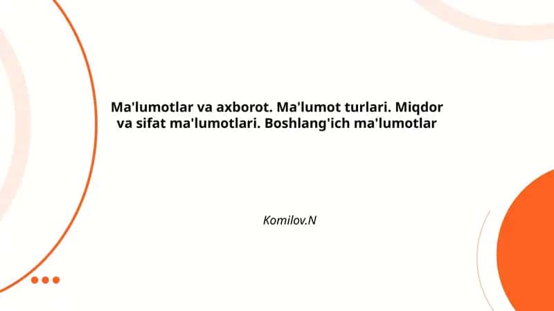 Ma'lumotlar va axborot