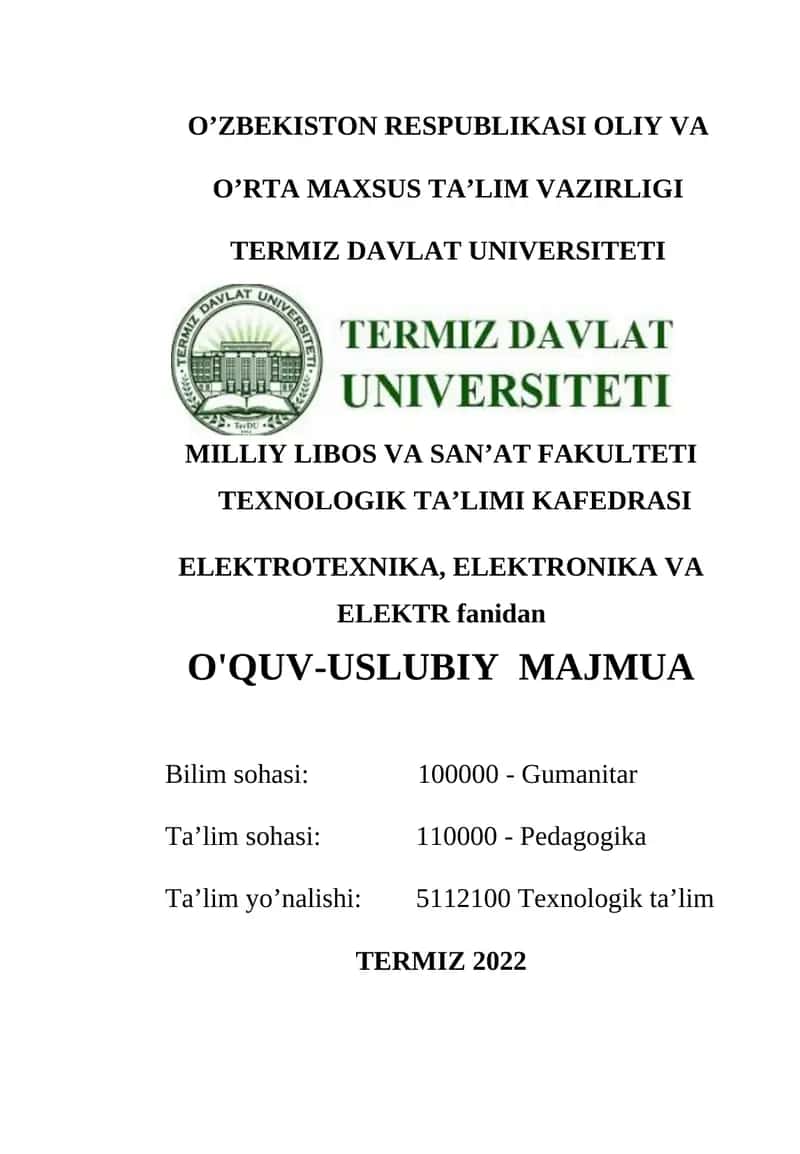 O'quv-uslubiy majmua