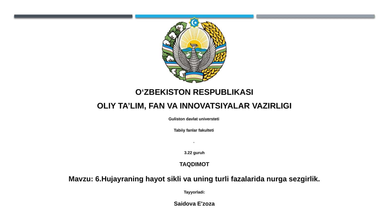 Hujayraning hayot sikli va uning turli fazalarida nurga sezgirlik