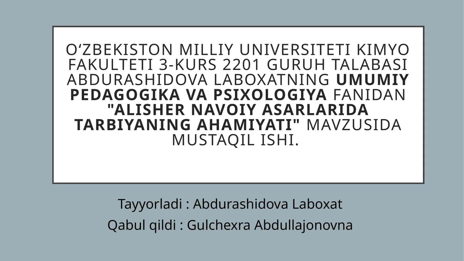 Alisher Navoiy asarlarida tarbiyaning ahamiyati