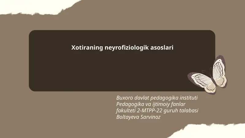 Xotiraning neyrofiziologik asoslari