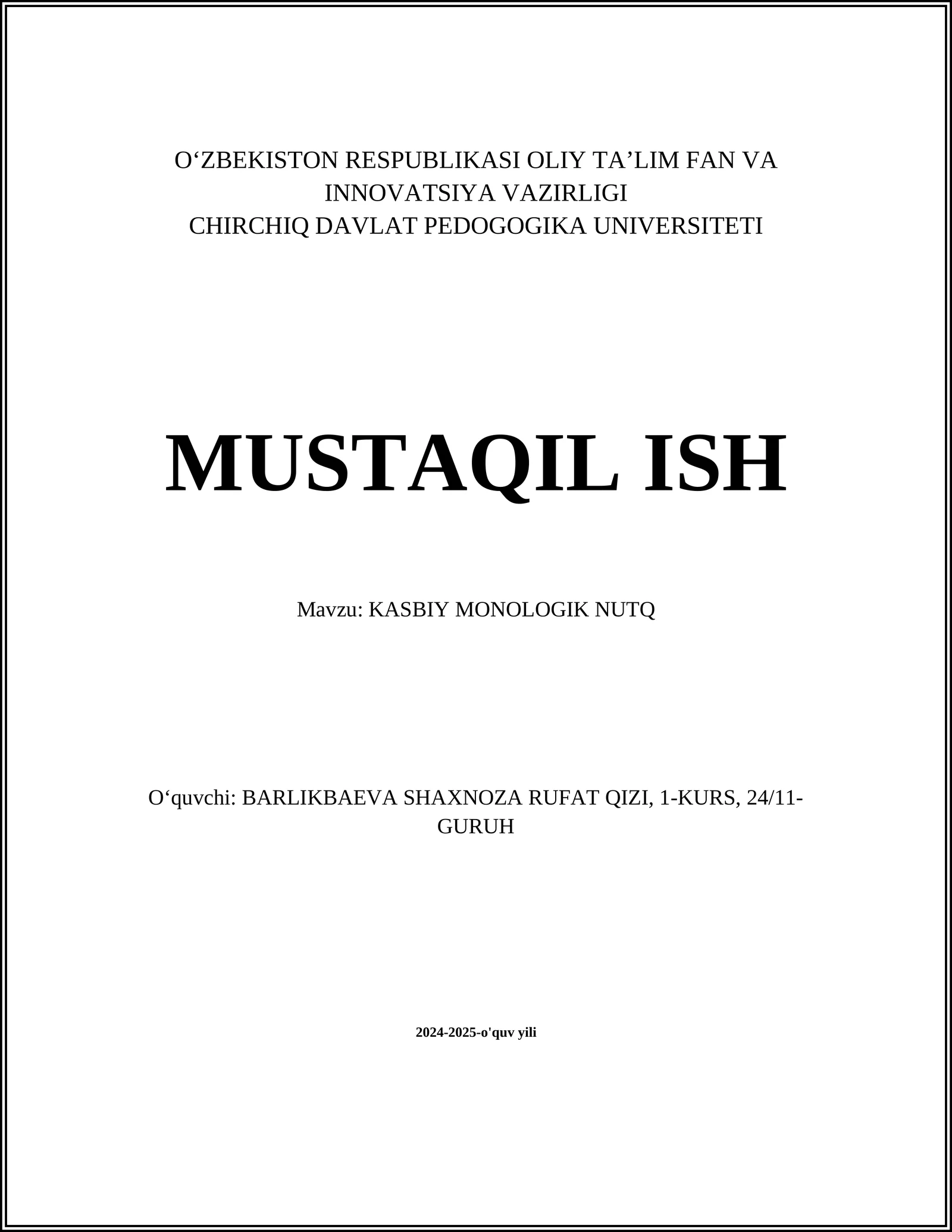 KASBIY MONOLOGIK NUTQ