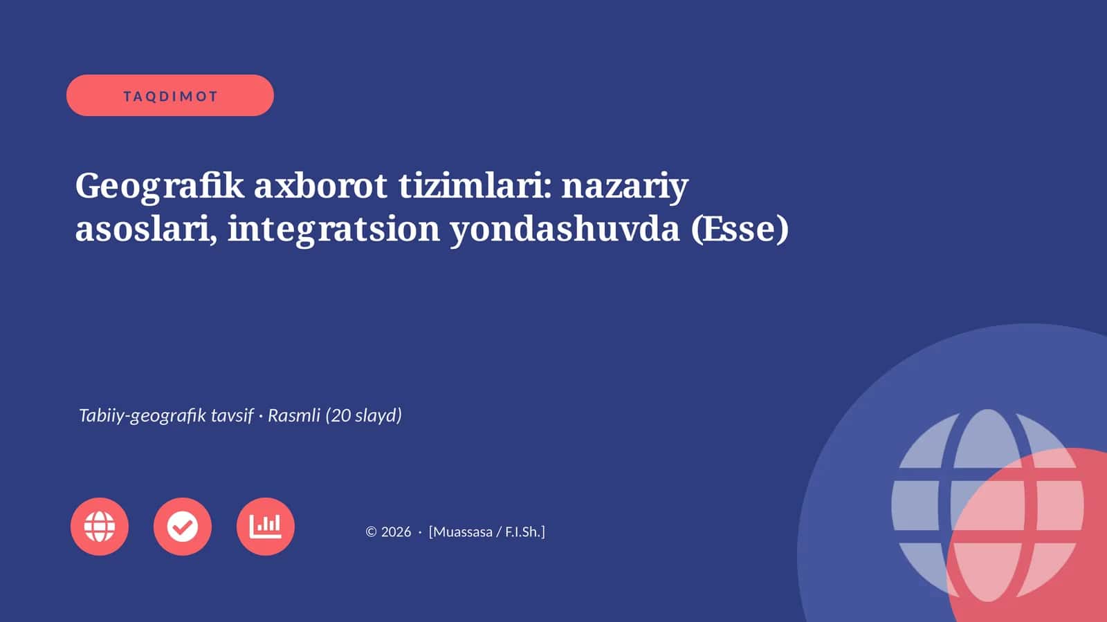 Geografik axborot tizimlari: nazariy asoslari, integratsion yondashuvda (Esse)