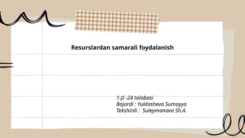 Resurslardan samarali foydalanish