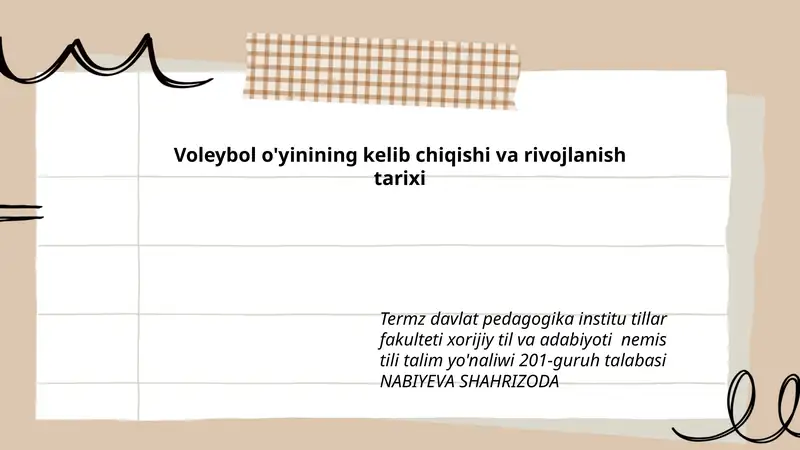 Voleybol o'yinining kelib chiqishi va rivojlanish tarixi