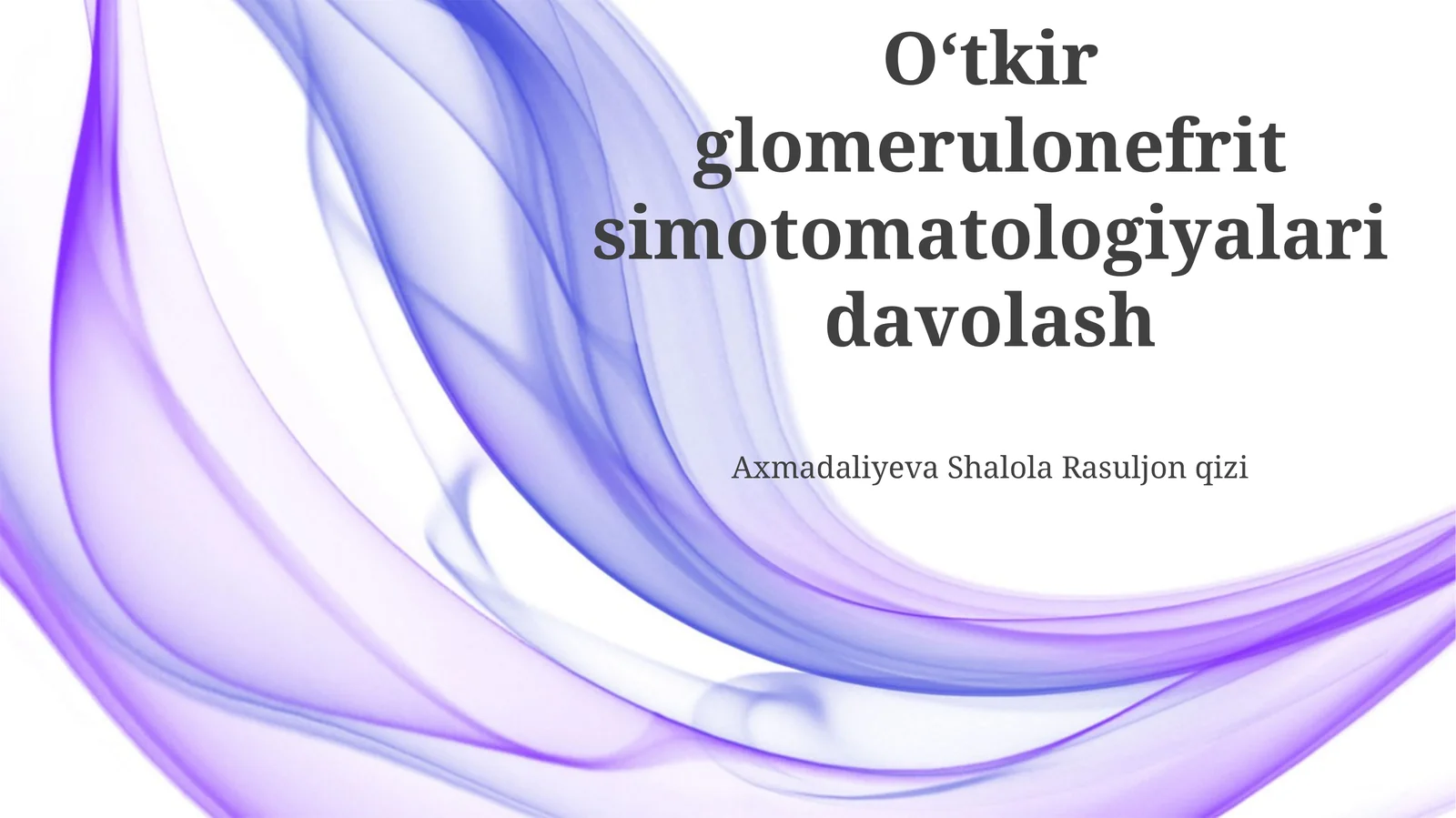 O'tkir glomerulonefrit simptomatologiyalari davolash