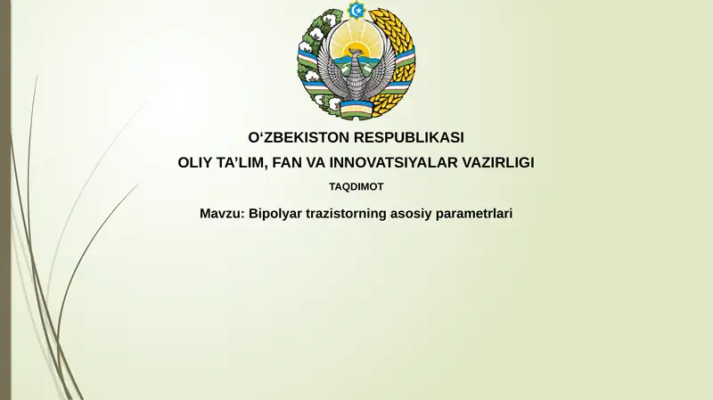 Bipolyartrazistorning asosiy parametrlari