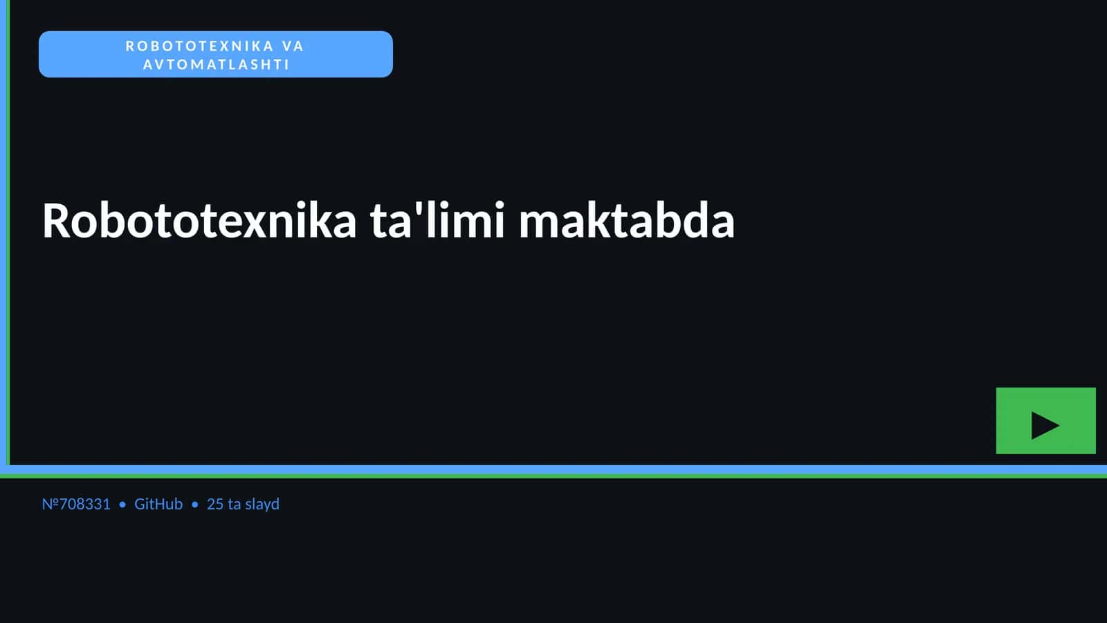 ROBOTOTEXNIKA VA AVTOMATLASHTI