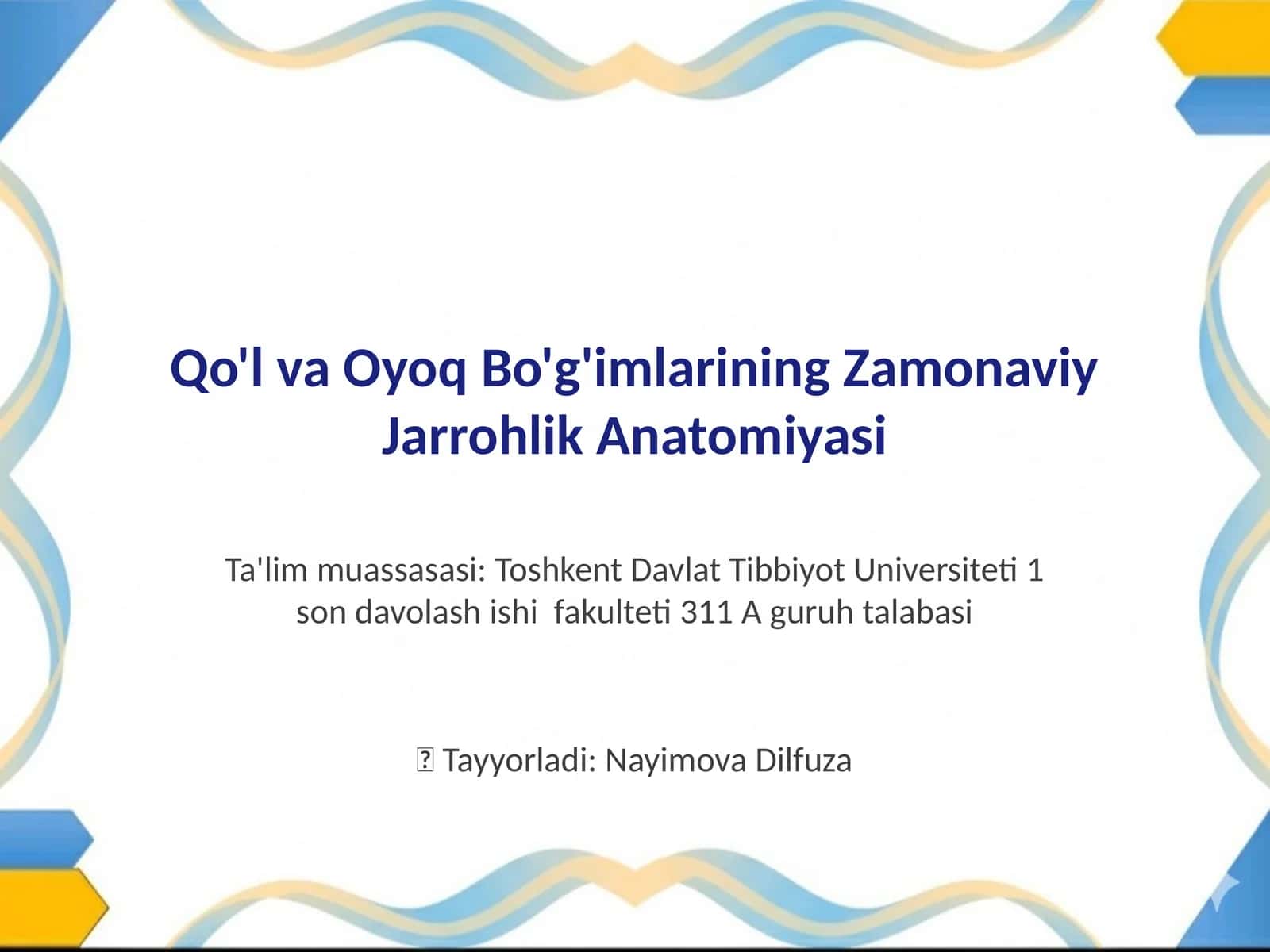 Qo'l va Oyoq Bo'g'imlarining Zamonaviy Jarrohlik Anatomiyasi