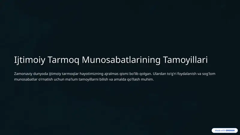 Ijtimoiy Tarmoq Munosabatlarining Tamoyillari