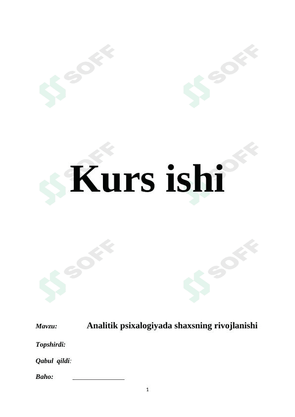 Analitik psixalogiyada shaxsning rivojlanishi