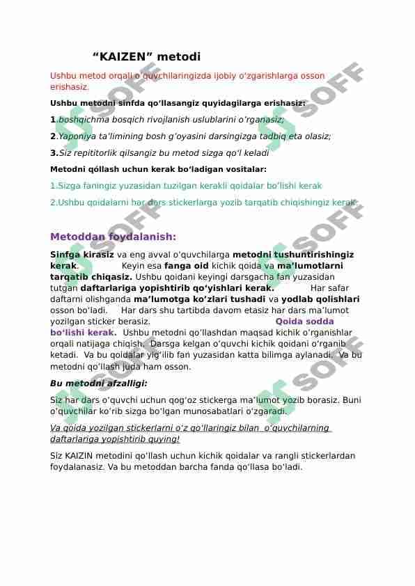 KAIZIN METODI PEDAGOGLAR UCHUN