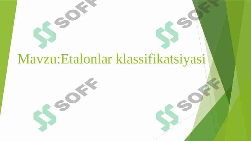 etalonlar klassifikatsiyasi