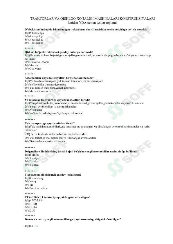 Traktorlar va QXM konstruksiyalari