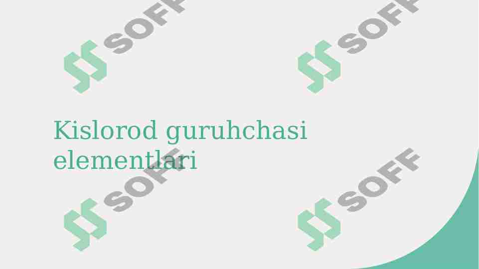 Kislorod guruhchasi elementlari