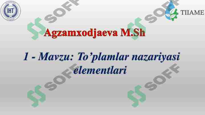 To’plamlar nazariyasi elementlari