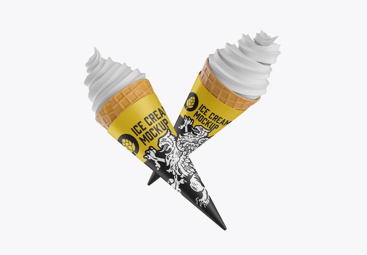 Yumshoq muzqaymoqning maketi | Soft ice cream cone mockup