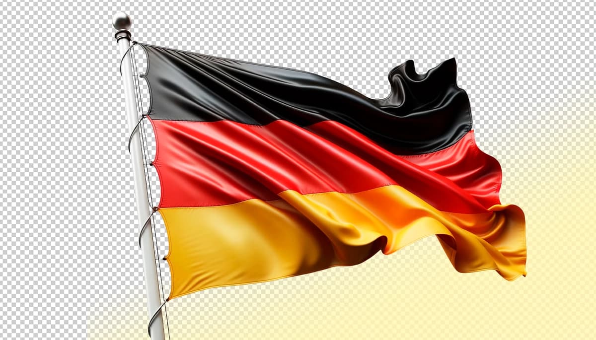 Psd to'lqinli Germaniya bayrog'i shaffof fon | Psd wavy flag germany transparent background