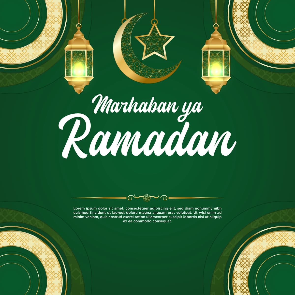 Vektorli yashil hashamatli Ramazon kareem ijtimoiy media post shablonlari | Vector green luxury ramadan kareem social media post template