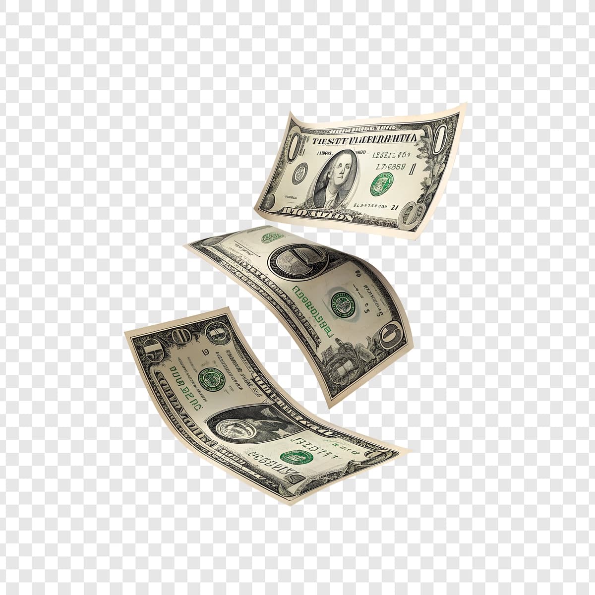 Moliyaviy kontseptsiyada suzuvchi dollar pullari | Dollar bills floating down financial concept