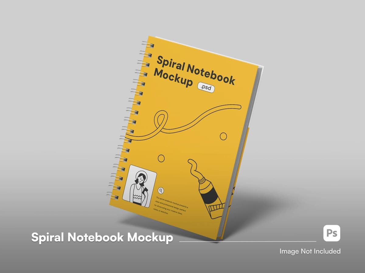 Oldingi ko'rinishdagi daftar qopqog'i 3D izolyatsiya qilingan maket | Front view notebook cover 3d isolated mockup