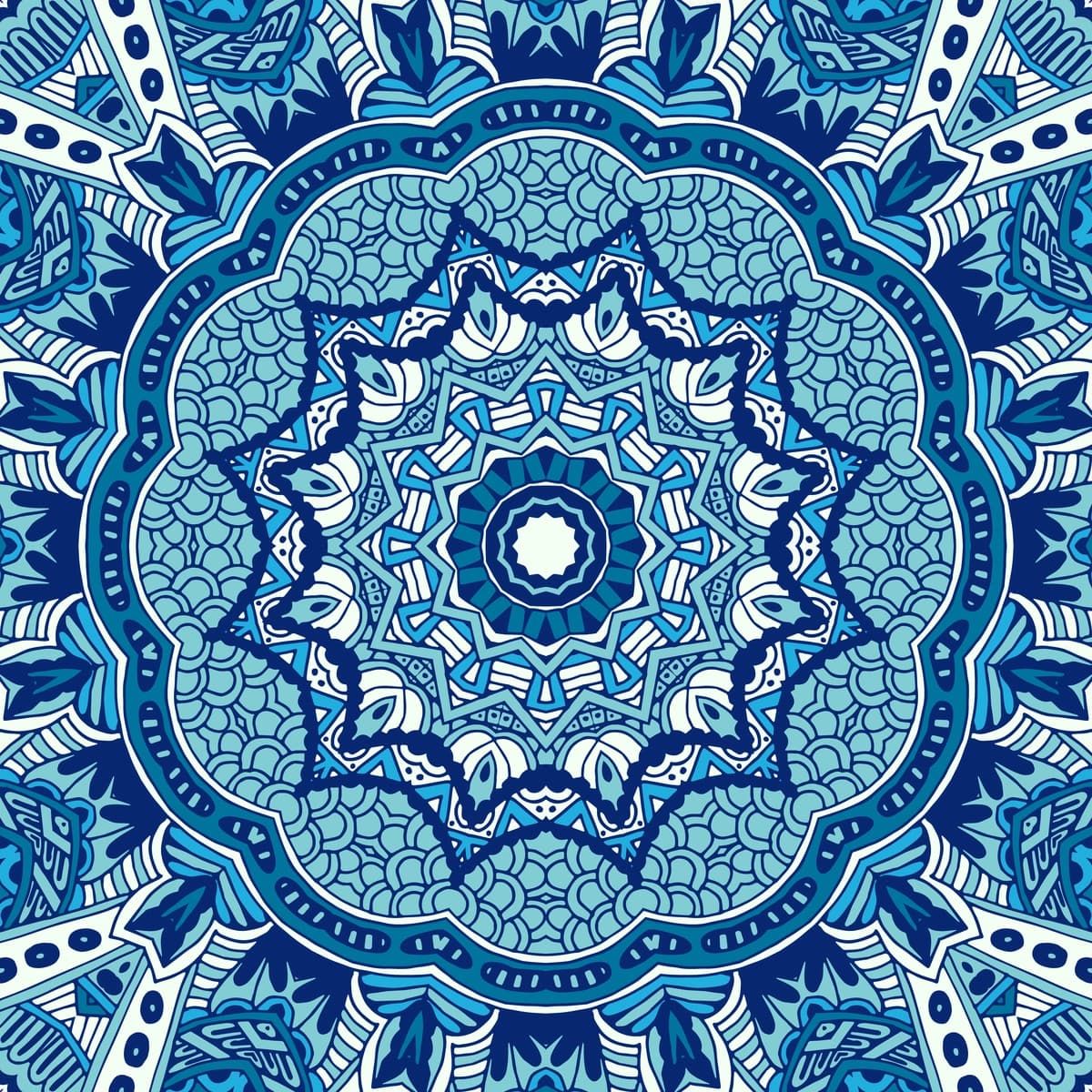 Choksiz bezakli naqshli dumaloq bezaklar ko'k qish fonida | Seamless ornametal pattern circular ornamentsblue winter background