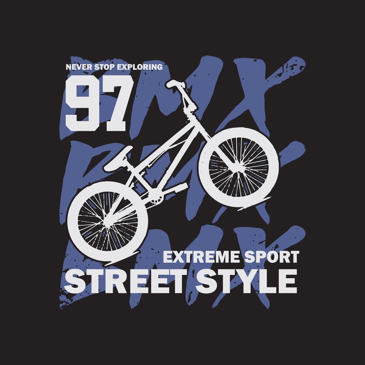 Vektorli tasvir mavzusi bmx ko'cha uslubidagi futbolka grafik posteri | Vector illustration theme bmx street style tshirt graphics poster