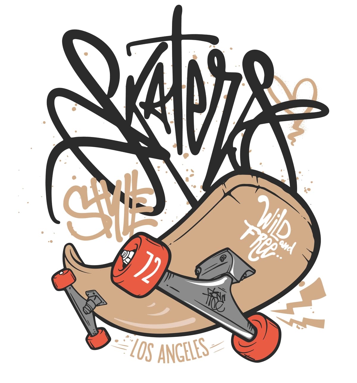 Skeyt taxtasi tipografiyasi futbolka grafik vektorlari dizayni | Skate board typography tshirt graphics vectors design