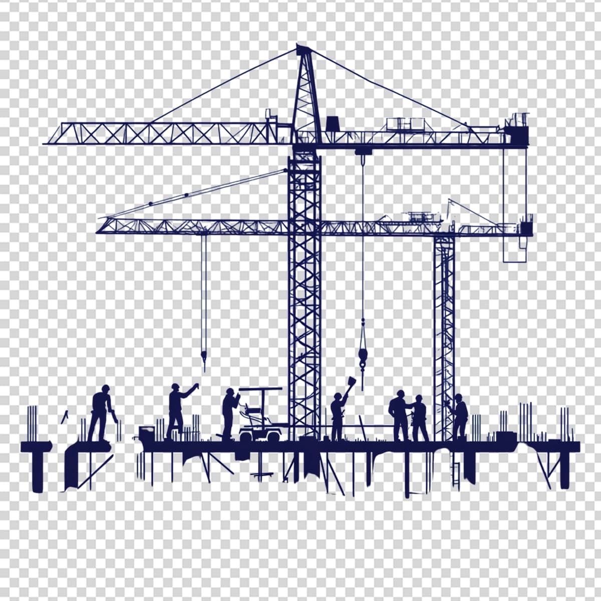 Siluet qurilish ishchilari tungi kranlar | Silhouette construction workers cranes night