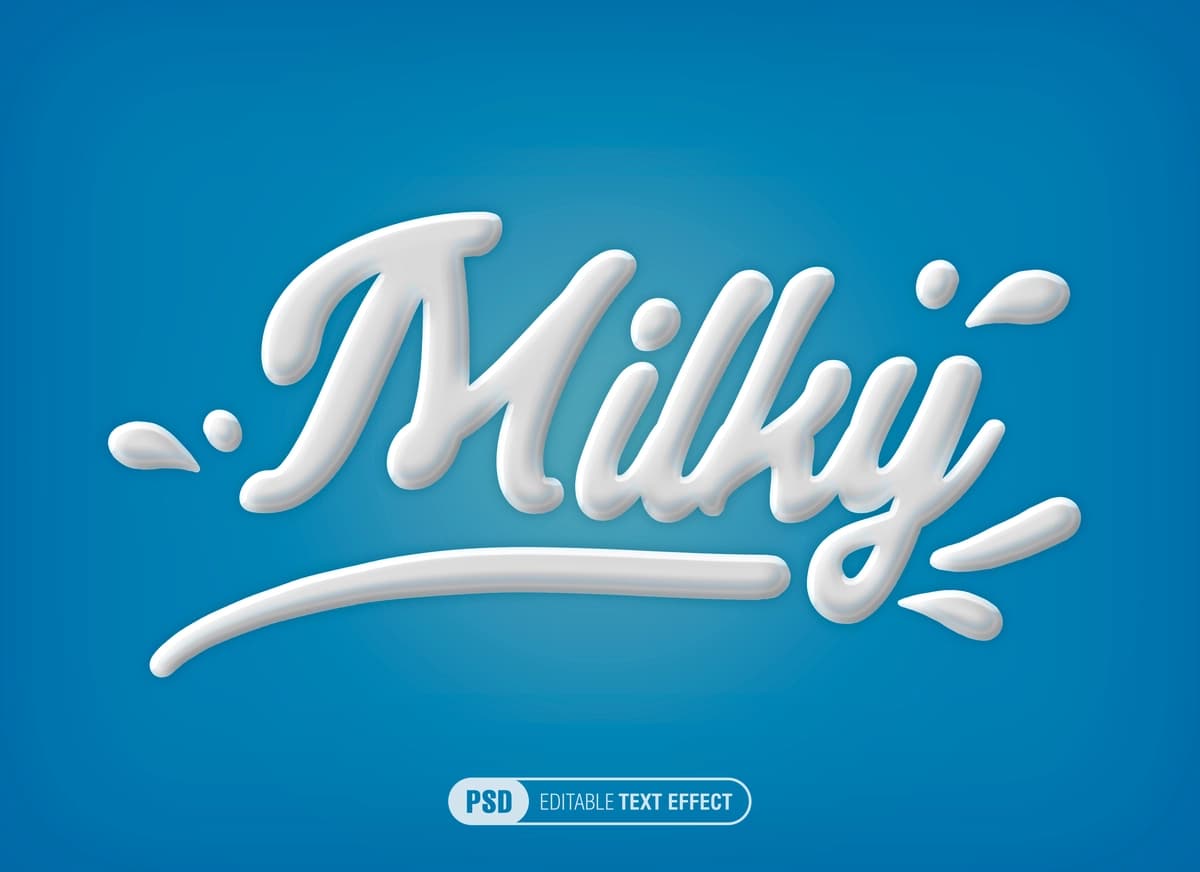 Tahrirlanadigan sutli matn effekti | Editable milky text effect