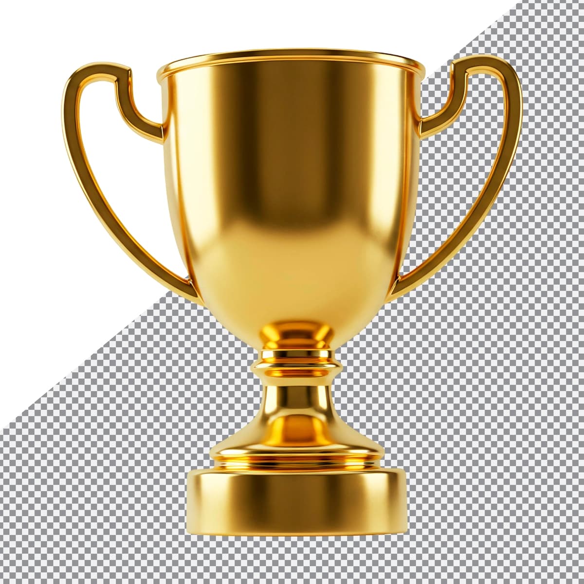 Tutqichli oltin kubok chempion mukofoti ramzi png | Gold trophy with handles champion award symbol png