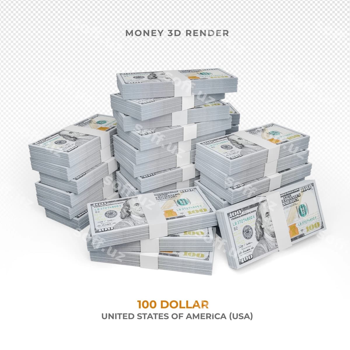 100 dollar pul paketi ajraltirilgan | 100 dollar money pack isolated