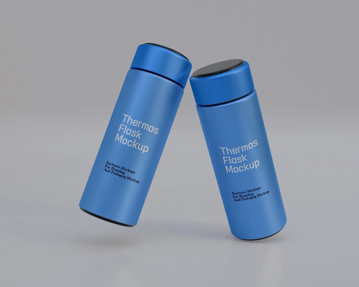 Zanglamaydigan 3D termosli shisha maketi | Thermos flask mockup 3d stainless still