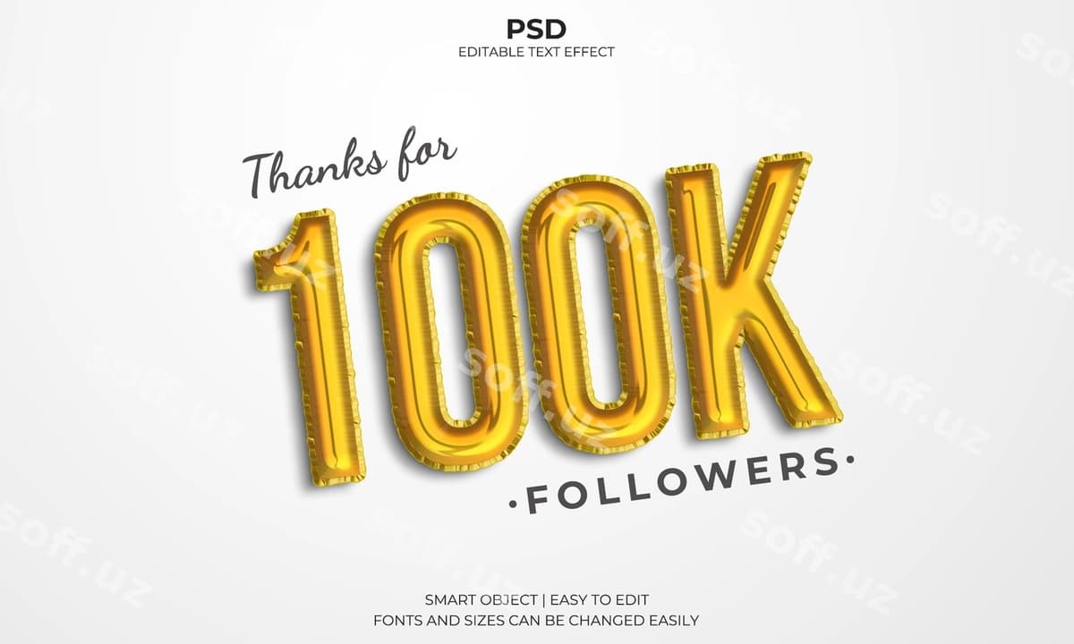 100 ming obunachi tahrirlanadigan matn effekti | 100k followers editable text effect