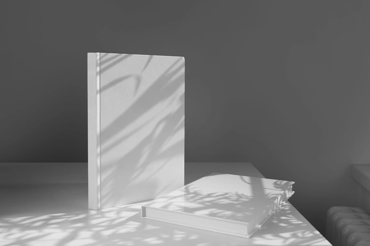 Yorug'lik soyalari bilan kitob maketi | Book mockup with lights shadows