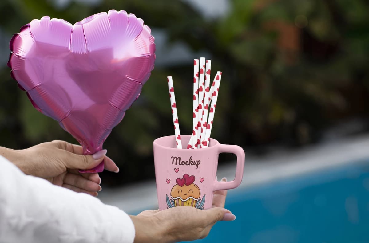 Sevishganlar kuni uchun mahsulotlar maketi | Valentines day merchandise mockup