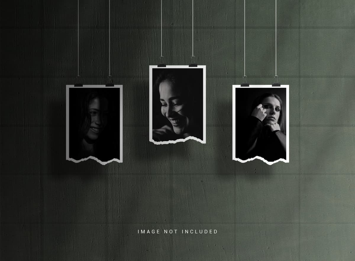 Osilgan foto ramka maketi | Hanging photo frame mockup