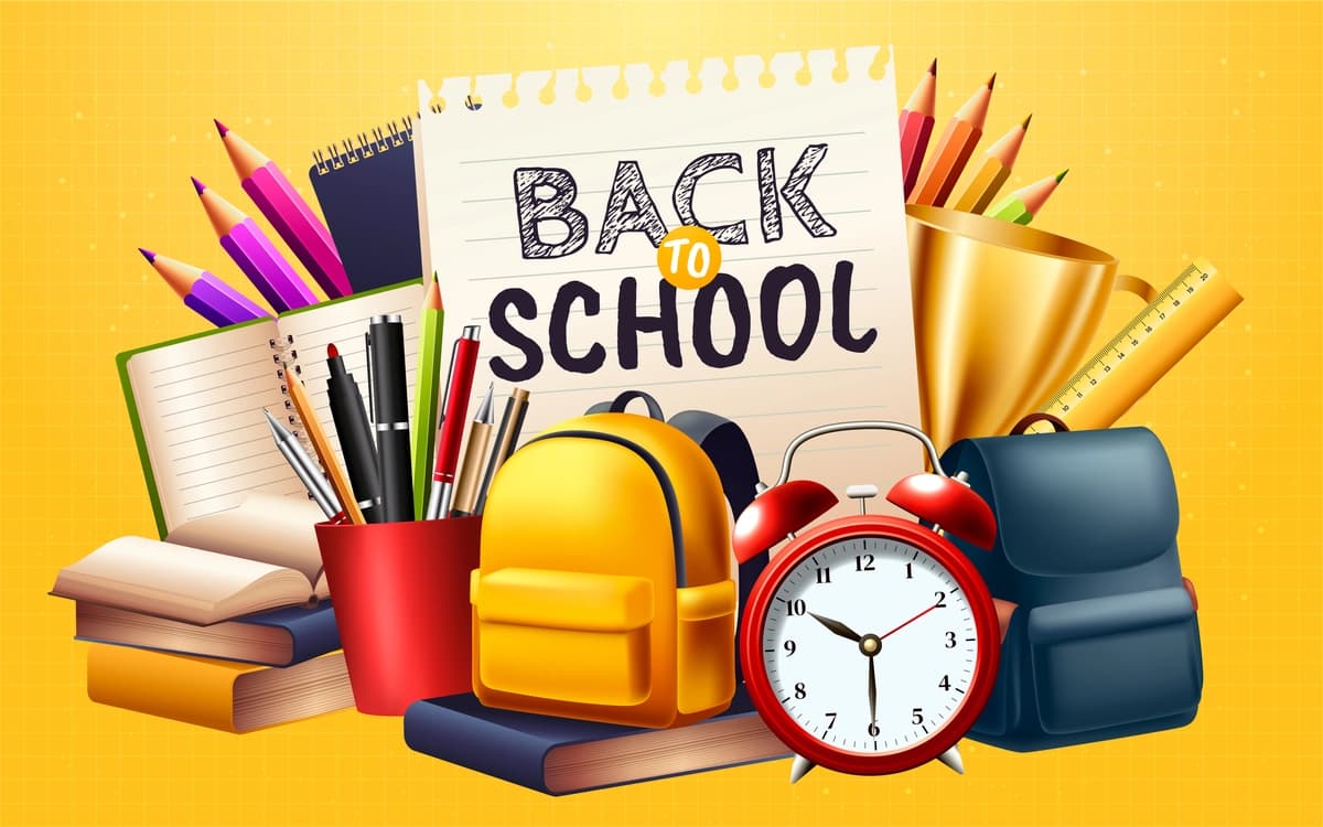 Haqiqiy orqa maktab kompozitsiyasi foni | Realistic back school composition background