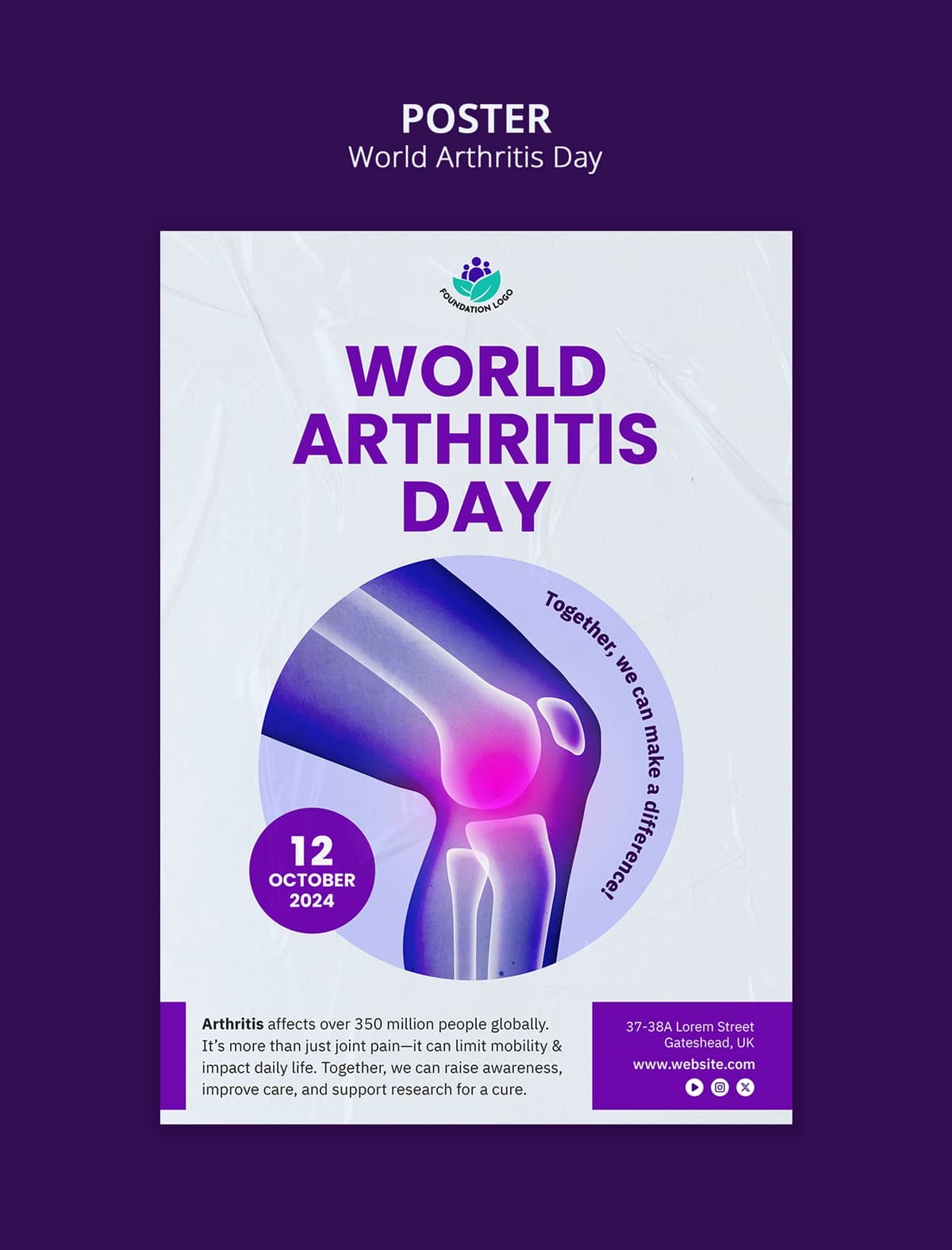Jahon artrit kuni shablon dizayni | World arthritis day template design