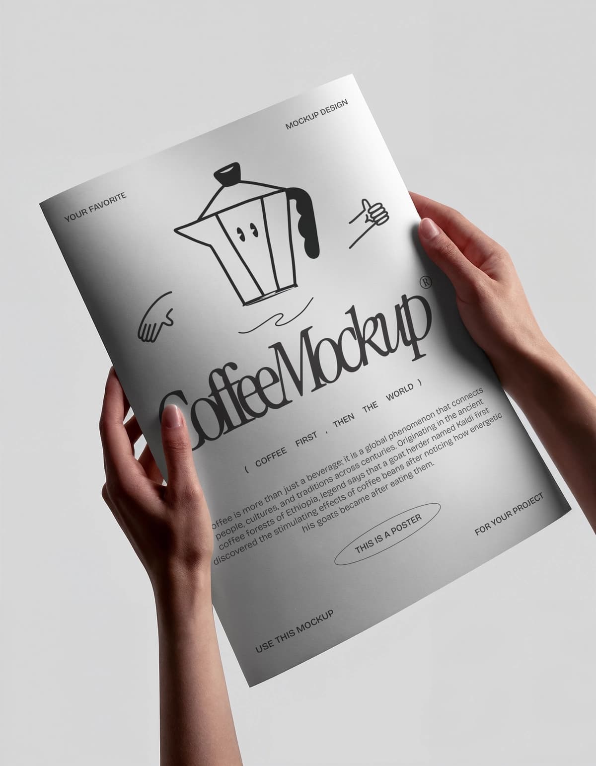 Qo'lda chizilgan rasmli kofe maketi | Coffee mockup with hand drawn illustration
