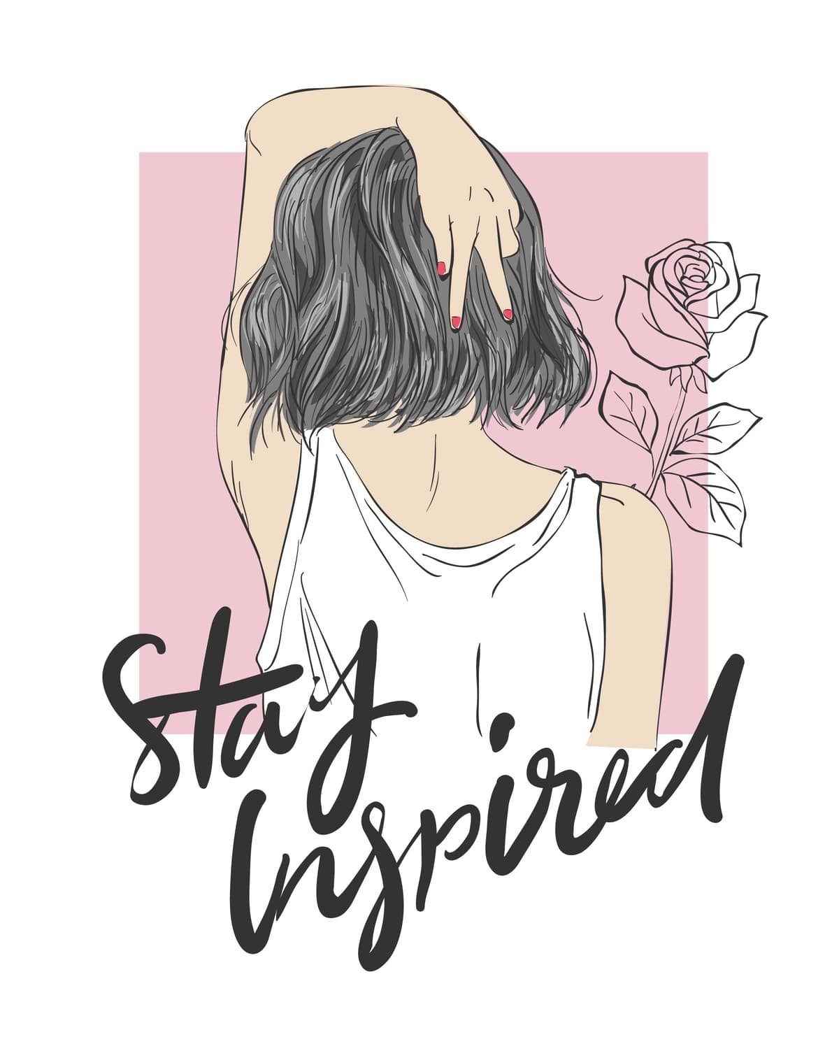 Qiz tasviri bilan shior | Slogan with girl illustration