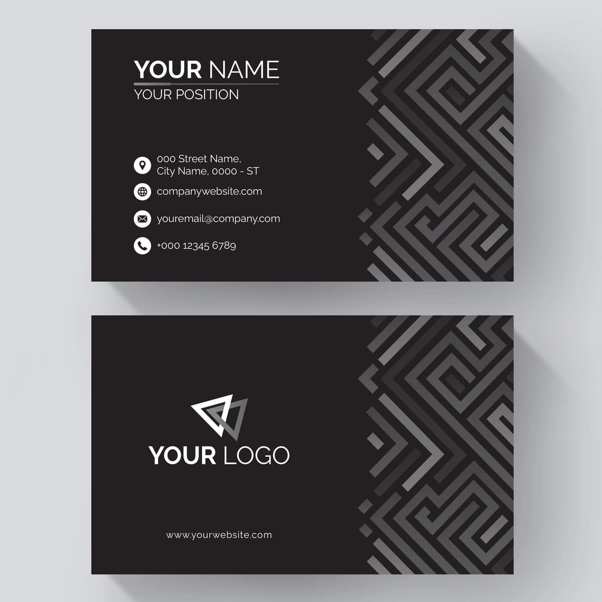 Oq qora naqshli biznes karta shabloni | White black pattern business card template