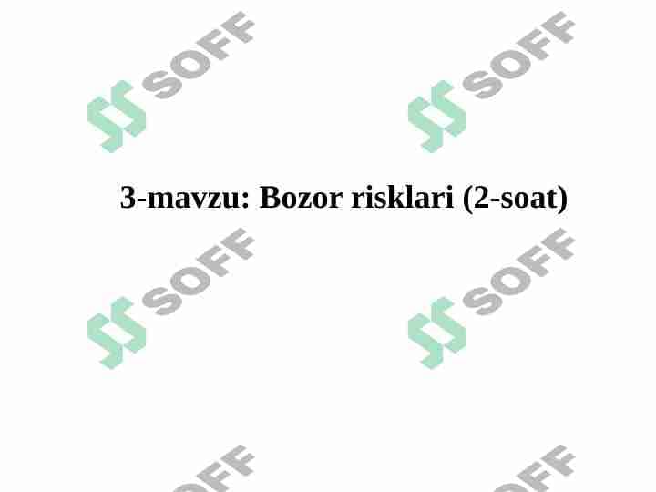 Bozor risklari haqida tushuncha
