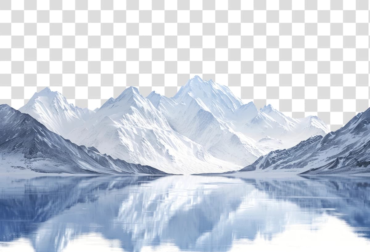 Sokin qorli tog'lar ko'lni aks ettirdi | Serene snowy mountains reflected lake
