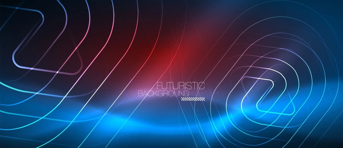 Hitech futuristik mavhum fonda neon porlayotgan texno chiziqlar | Neon glowing techno lines hitech futuristic abstract background