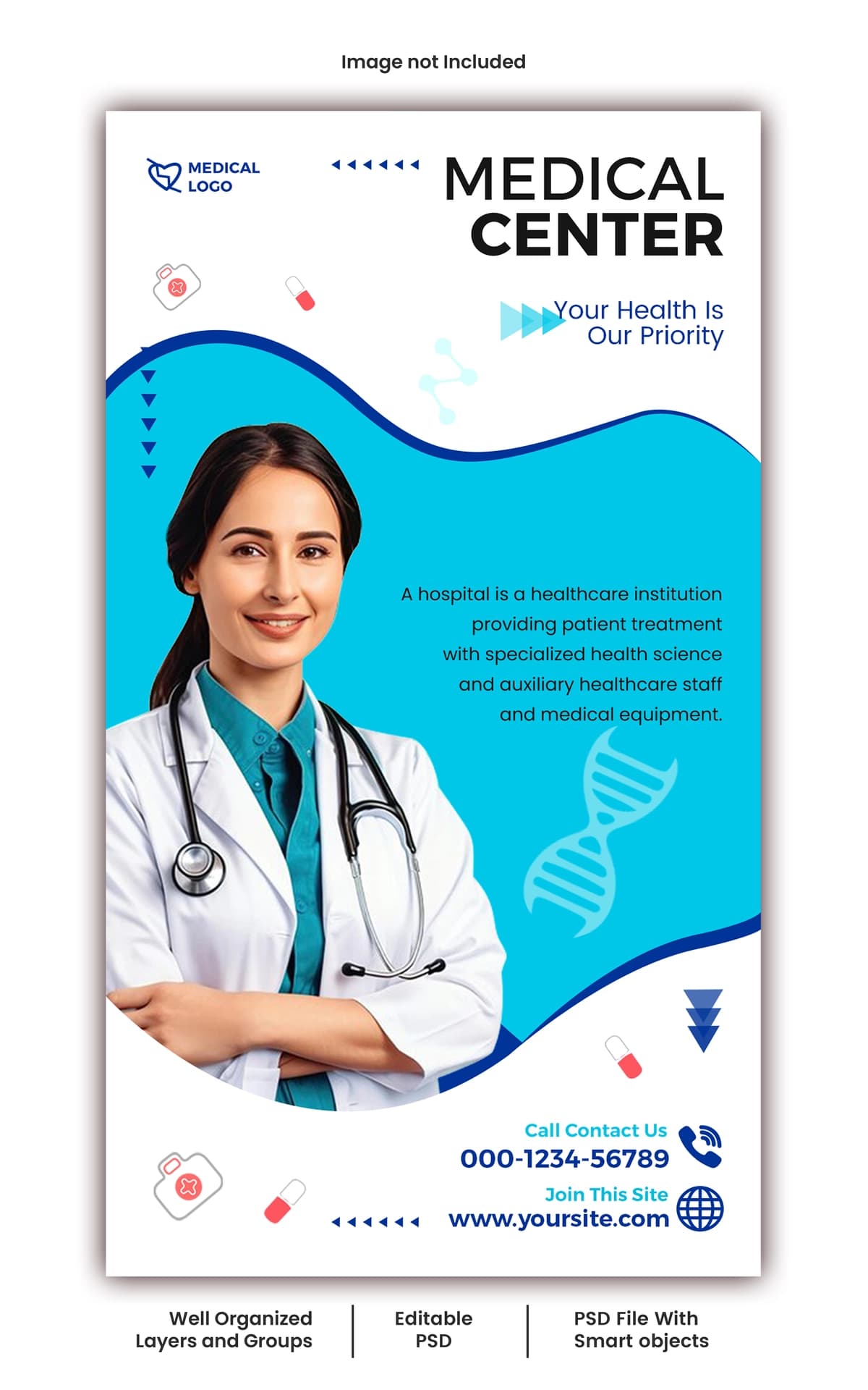 Psd tibbiy plakat ijtimoiy media post shabloni | Psd medical poster social media post template
