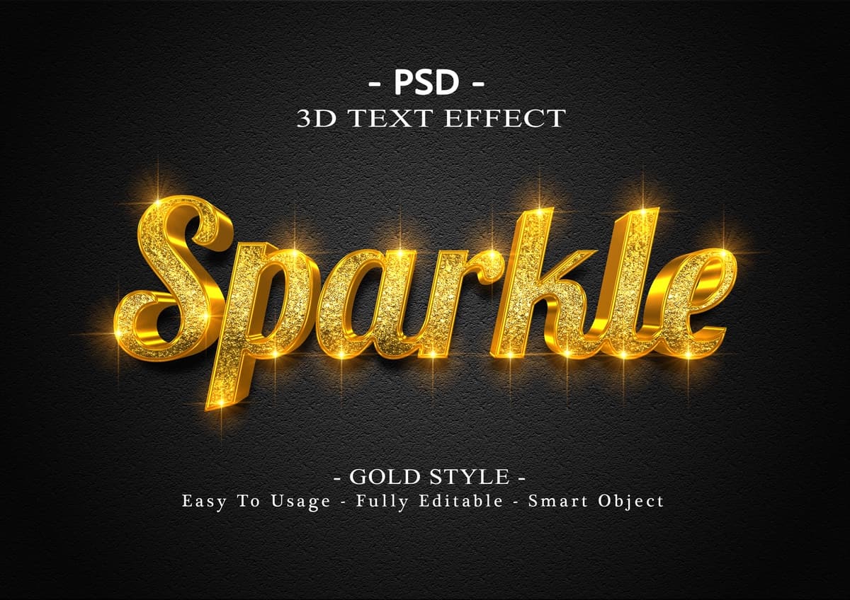 3D yorqin matn uslubi effekti shablonlari | 3d sparkle text style effect template
