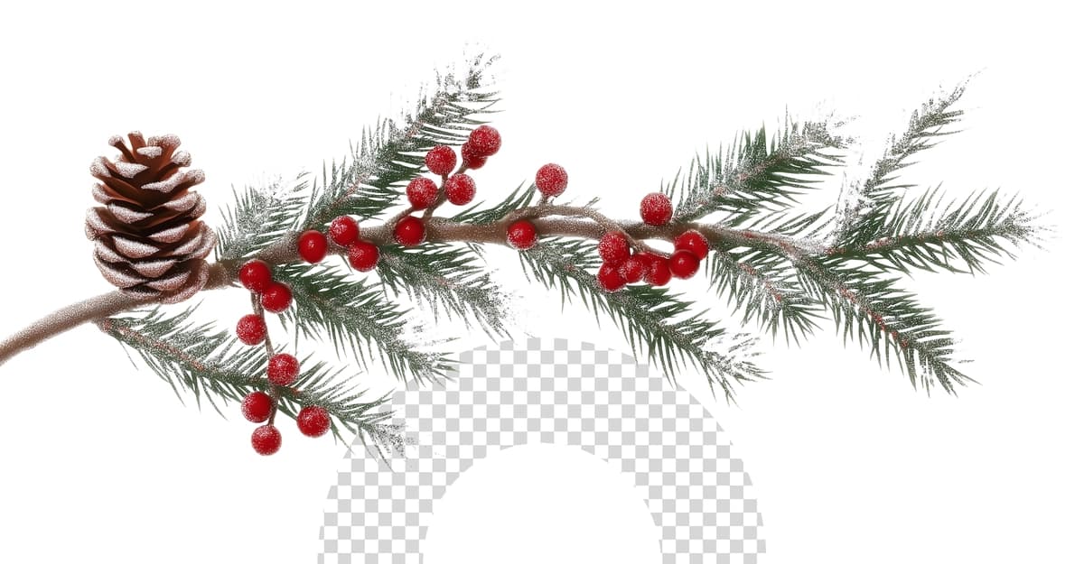 Qizil mevalar shaffof fon bilan Rojdestvo gulchambari | Christmas wreath with red berries transparent background