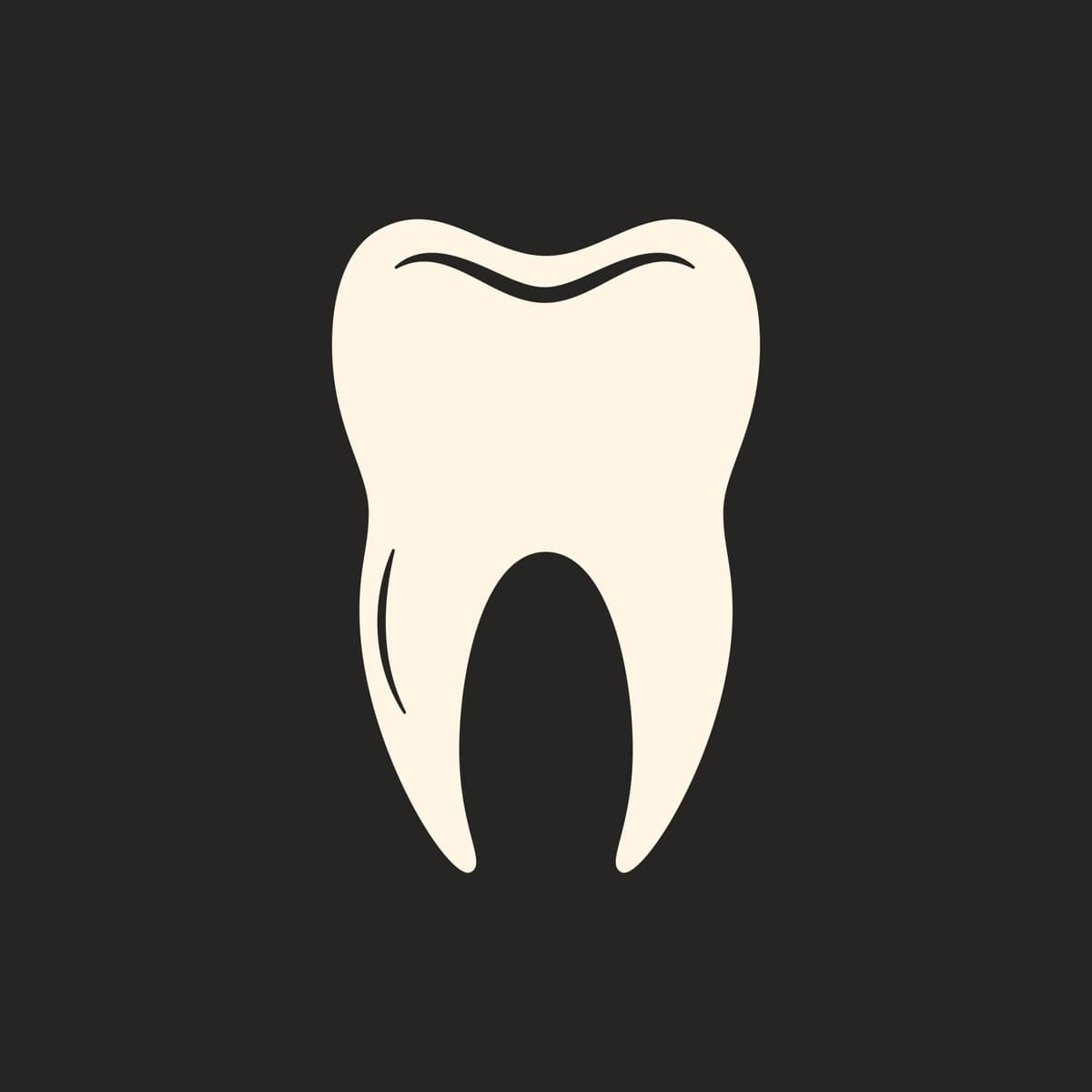 Tish logotipi belgisi oq molar qora fon | Tooth logo icon white molar black background