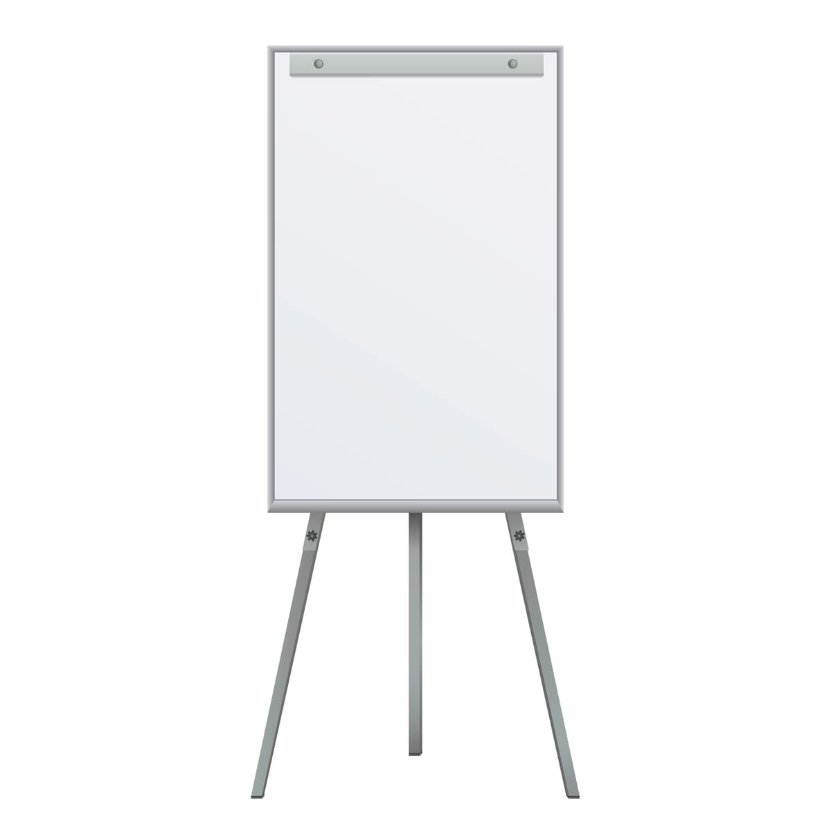 Bo'sh flip-chart bo'sh tripod oq fon ofis doskasi | Empty flip chart blank tripod white background office whiteboard